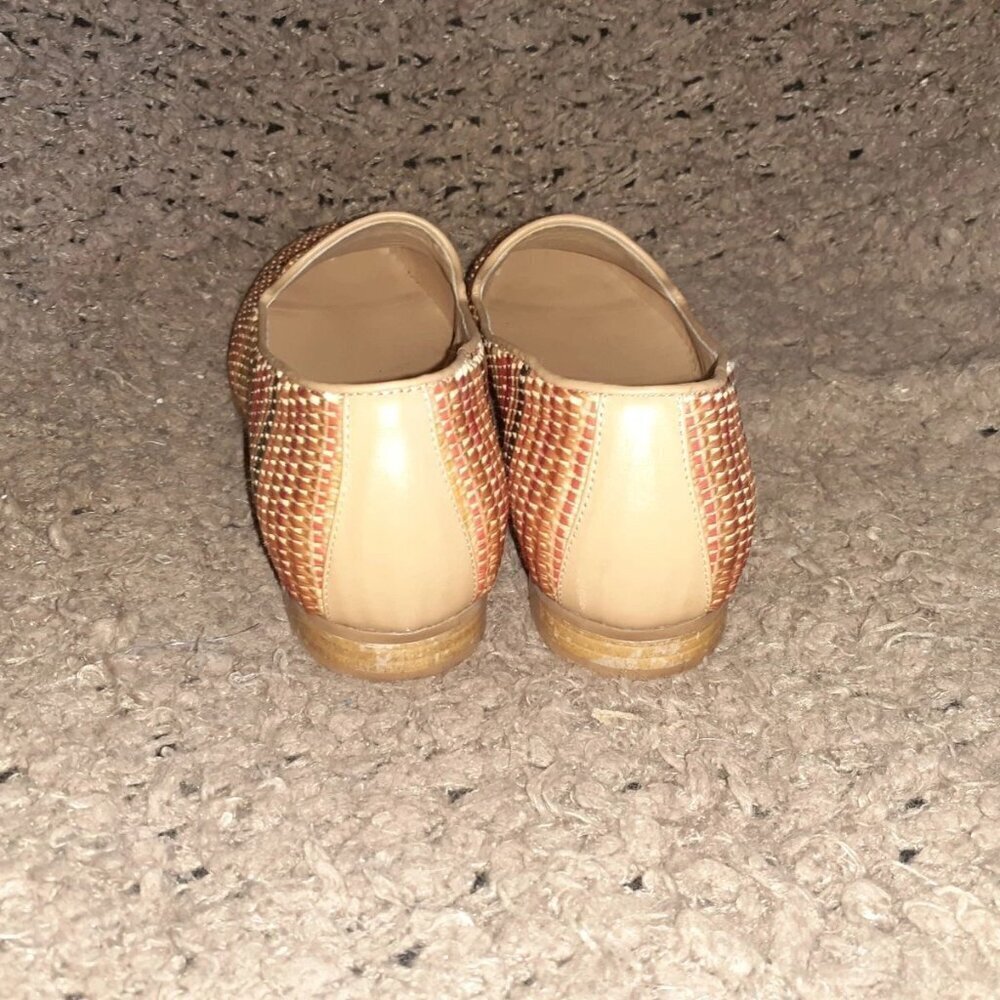 MATTEO BERTONI-Italy-Superb Multicolor Glazed Straw/Leather Flat-Sz 37-Excellent - Picture 5 of 8